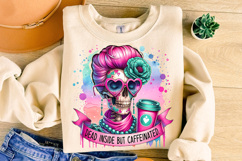 Dead Inside But Caffeinated PNG, Funny Skeleton PNG, Coffee Product Image 3