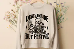 Dead Inside But Festive SVG PNG, Christmas Funny Skeleton Product Image 2