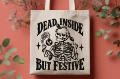 Dead Inside But Festive SVG PNG, Christmas Funny Skeleton Product Image 3