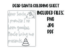 Dear Santa Coloring Sheet Christmas Coloring Sheet for Kids Product Image 1