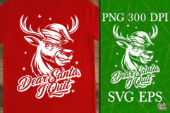 Dear Santa I Quit Funny Reindeer Holiday Humor SVG PNG Product Image 1