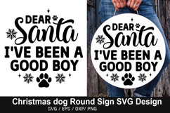 Christmas Dog Round Sign SVG Design - Christmas Door Sign Product Image 5