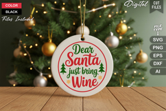 Dear Santa Just Bring Wine SVG | Christmas Round Sign SVG Product Image 2
