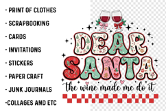 Dear Santa Wine Png,Funny Christmas Sublimation Product Image 3