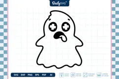 Death Cute Ghost SVG Halloween Kawaii Spooky Cut File Product Image 3