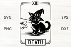Death Cat Tarot Card Witchy Hat SVG Product Image 1