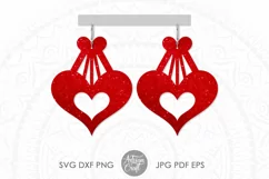 Heart earrings SVG | laser cutting | Valentine's Day SVG Product Image 1