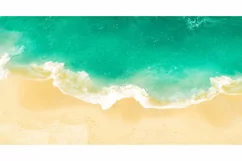 Lonely sand beach and turquoise sea water travel background Product Image 1