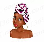 Black Woman Afro Head Wraps African American Clipart PNG Product Image 3