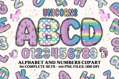 Unicorn Alphabet png clipart, unicorn letters doodle Product Image 1