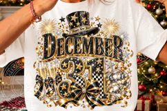 December 2027 PNG, Black & Gold Champagne Disco Ball New Yea Product Image 3
