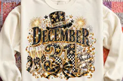 December 2027 PNG, Black & Gold Champagne Disco Ball New Yea Product Image 4