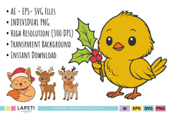 Cute Christmas chick clipart for December Daily scrapbook layouts and journals