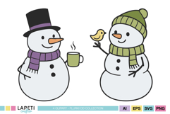 Holiday memory keeping snowman graphics for Christmas journaling and scrapbook layouts