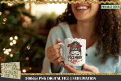 December Girl PNG Design. 300dpi PNG Digital File for sublimation, iron-on transfer, DTG printing or other print projects.