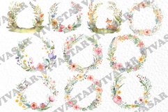 Watercolor floral wreaths clipart,Cute Laurel Clipart Product Image 2