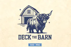 Deck the Barn SVG PNG, Funny Christmas Farm Cow Design Product Image 1