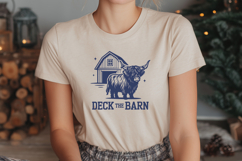 Deck the Barn SVG PNG, Funny Christmas Farm Cow Design Product Image 3