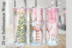 Deck the Halls Snowman Tumbler 20 oz Sublimation Design PNG Product Image 1