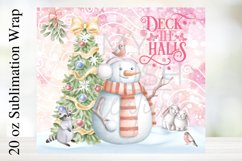 Deck the Halls Snowman Tumbler 20 oz Sublimation Design PNG Product Image 2