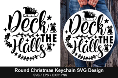 Round Christmas Keychain SVG Design - Eat drink &amp; be merry Product Image 3