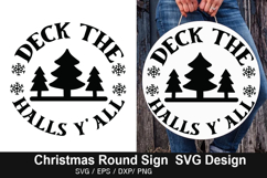 Deck the Halls Y all SVG - Christmas Round Sign Design Product Image 1