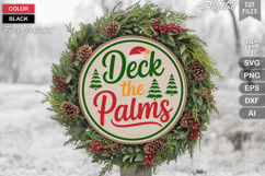 Deck The Palms SVG | Christmas Round Sign SVG | Xmas SVG Product Image 1