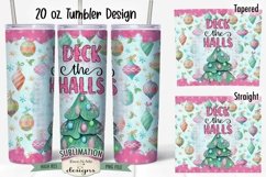 Deck Halls Pink Christmas 20 oz Tumbler Sublimation Design Product Image 1