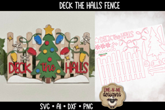 Deck The Halls Tree and Fence | Christmas Laser Cut SVG File Product Image 2