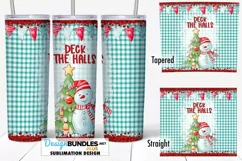 Christmas Tumbler Sublimation PNG | Deck The Halls Snowman Product Image 1