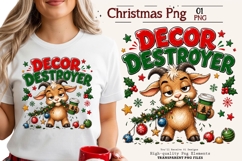 Decor Destroyer Goat Christmas PNG Sublimation Design Art Product Image 1