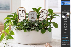Decorative Plant Stake Laser Cut | Garden Marker | Moai SVG Product Image 1