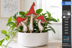 Decorative Plant Stake Laser Cut | Garden Marker | Mushrooms Product Image 1