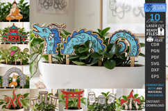 Decorative Plant Stakes Laser Cut Bundle | Garden Markers Product Image 1