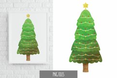 Christmas Tree with Star on Top Watercolor Product Image 1