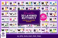 Decorative butterfly 3D layered papercut bundle | 40 designs Product Image 1