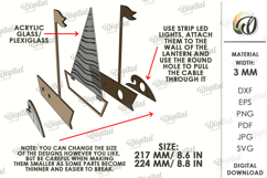 Decorative Acrylic And Wood Lamp Laser Cut. Night Lamp SVG Product Image 2