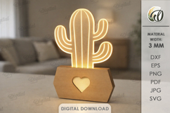 Decorative Acrylic And Wood Lamp Laser Cut. Night Lamp SVG Product Image 1