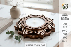 Decorative Candle Holder Laser Cut. Tealight Holder SVG Product Image 1