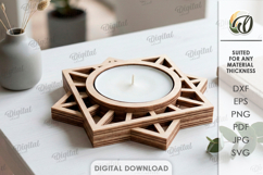 Decorative Candle Holder Laser Cut. Tealight Holder SVG Product Image 1