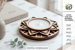 Decorative Candle Holder Laser Cut. Tealight Holder SVG Product Image 1