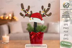 Reindeer Antler Plant Stake Laser Cut. Christmas SVG Product Image 1