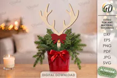 Reindeer Antler Plant Stake Laser Cut. Christmas SVG Product Image 1