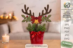 Reindeer Antler Plant Stake Laser Cut. Christmas SVG Product Image 1