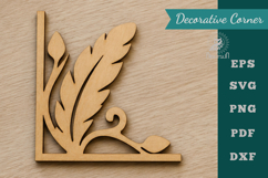 Decorative Feather Lasercut Corner SVG Product Image 1