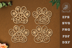 Decorative Floral Paw Lasercut SVG Product Image 1