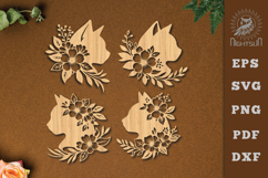 Decorative Flowers Cat Lasercut SVG Product Image 1