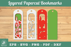 Decorative Heart 3D Papercut Bookmarks SVG Product Image 1