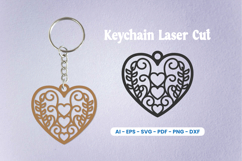 Decorative Heart Laser Cut Keychain SVG Product Image 1