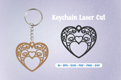 Decorative Heart Laser Cut Keychain SVG Product Image 1